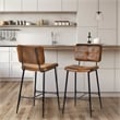 Homycasa Bar Stools Set of 2 Brown Counter Height Chairs with Metal Legs