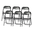 Homycasa Folding Chairs Set of 6 Black PVC Upholstered Durable Steel Frame