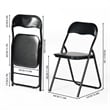 Homycasa Folding Chairs Set of 2 Black PVC Upholstered Durable Steel Frame