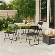 Homycasa Folding Chairs Set of 2 Black PVC Upholstered Durable Steel Frame
