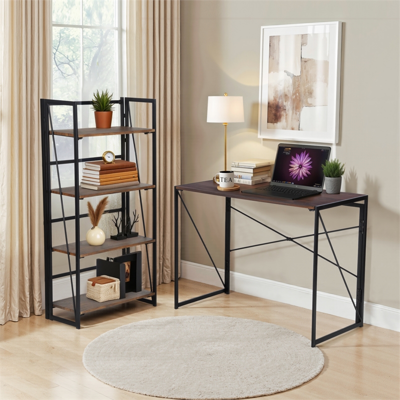 Homycasa 39 inch Home Office Desk Writing Computer Table Walnut