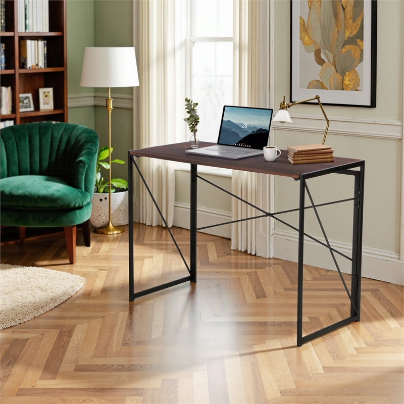 Homycasa 39 inch Home Office Desk Writing Computer Table Walnut