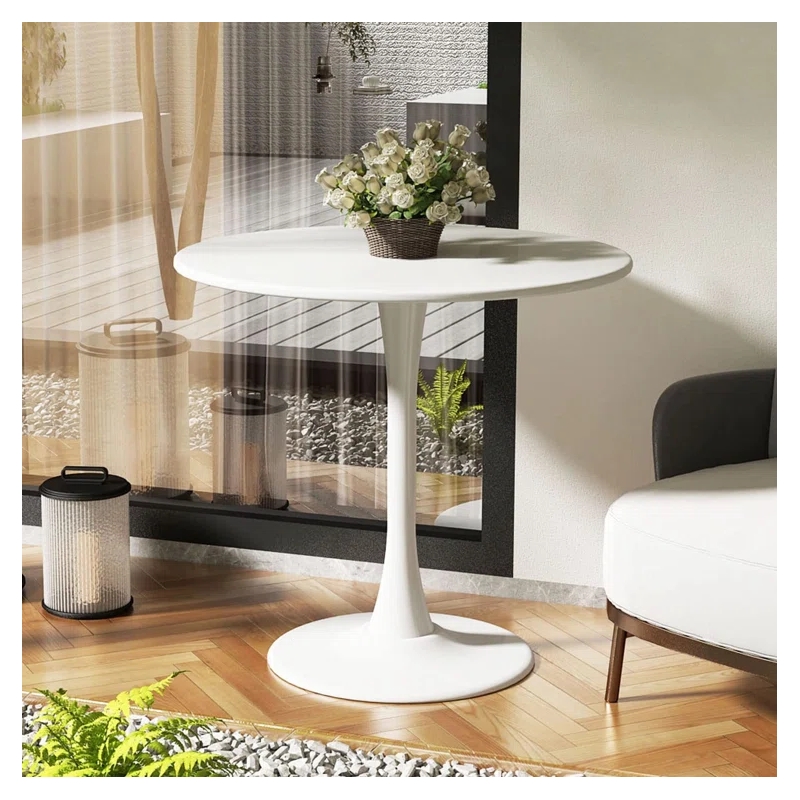 Homycasa Stylish White Round Dining Table with MDF Top