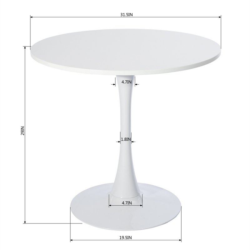 Homycasa Stylish White Round Dining Table with MDF Top