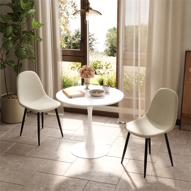 Homycasa Stylish White Round Dining Table with MDF Top
