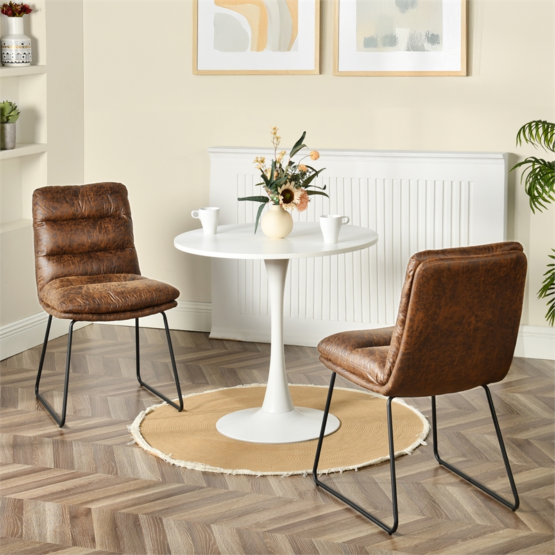Homycasa Stylish White Round Dining Table with MDF Top