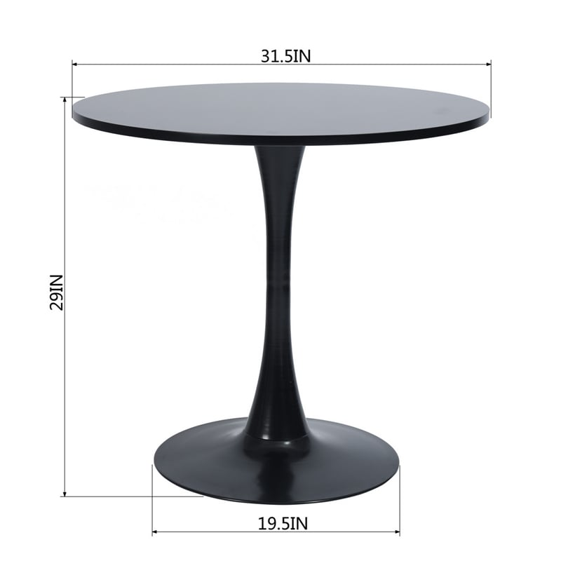 Homycasa Modern Black Dining Table with Round MDF Top
