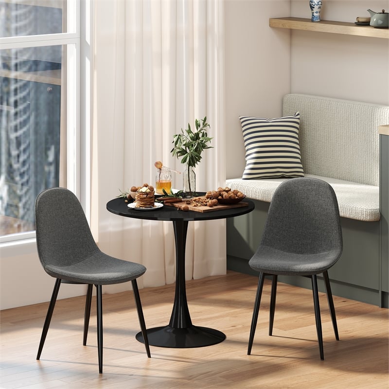Homycasa Modern Black Dining Table with Round MDF Top