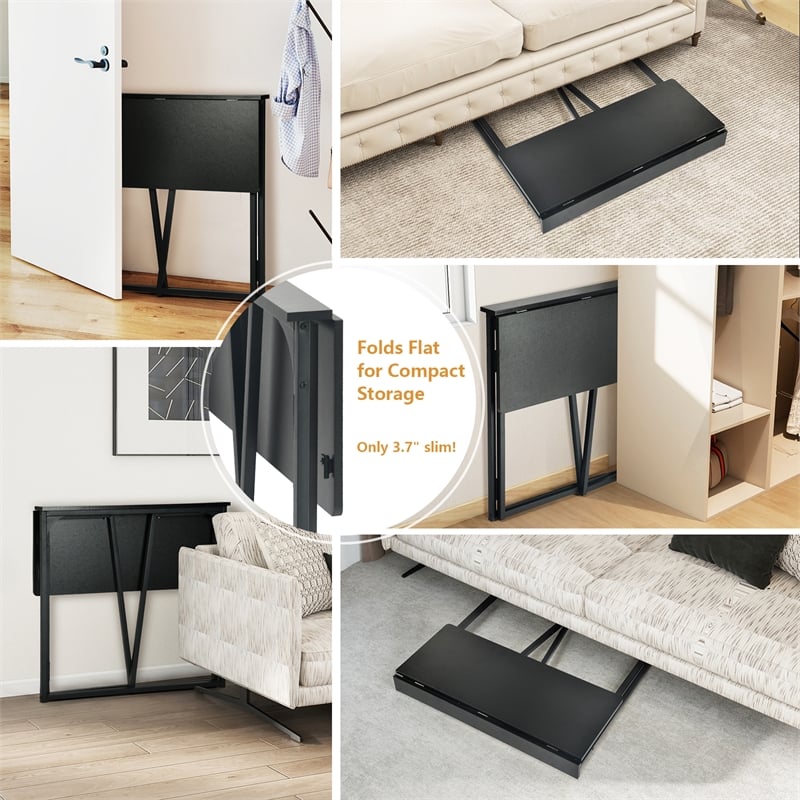 Homycasa Foldable Black Home Office Desk with MDF Top