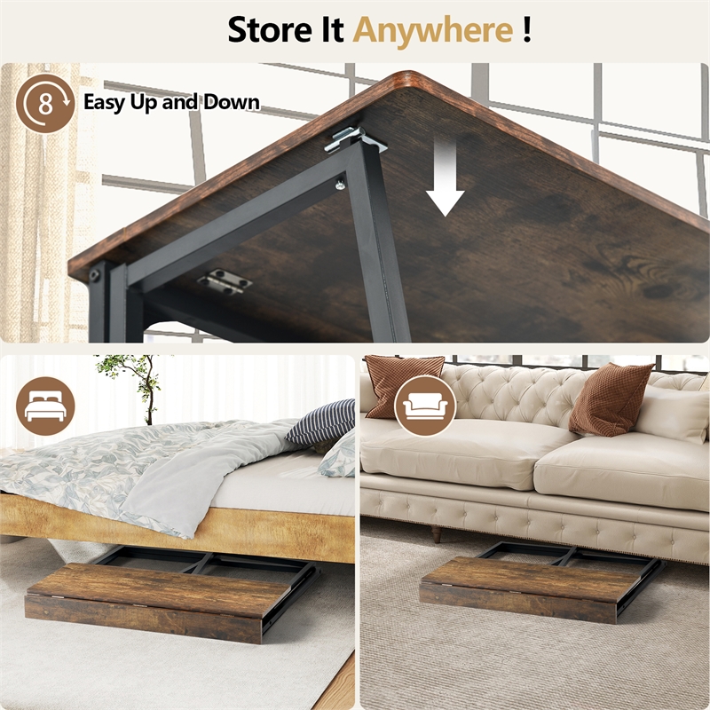 Homycasa Foldable Walnut Home Office Desk with MDF Top