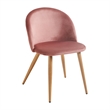 Homycasa Set of 2 Rose Velvet Dining Chairs with Oak Finish Metal Legs