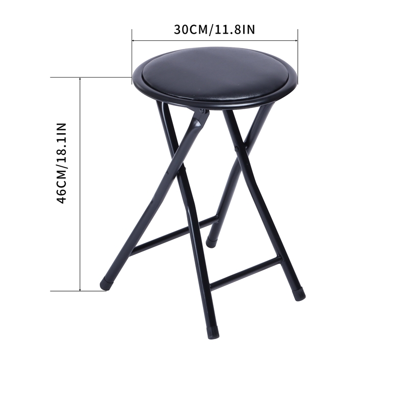Homycasa Black Folding Chairs Set of 2 PVC Seat Metal Frame