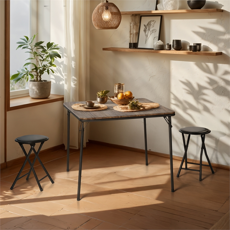 Homycasa Black Folding Chairs Set of 2 PVC Seat Metal Frame