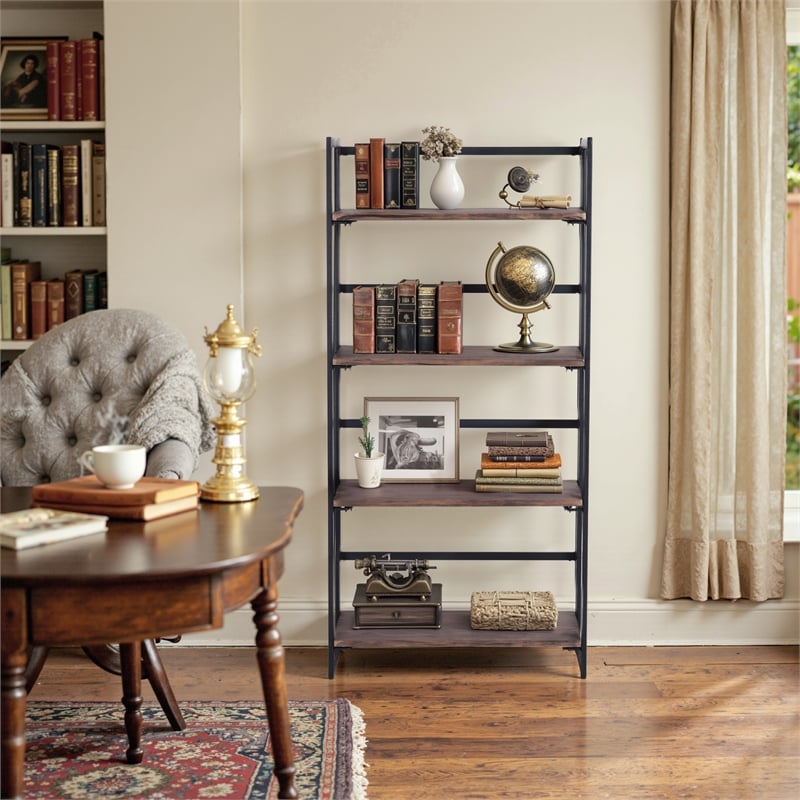 Homycasa 5 Tier Industrial Storage Shelf with Metal Frame Rustic Brown