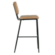 Homycasa Cognac Faux Leather Bar Height Stools Set of 2 with Black Metal Legs