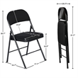 Homycasa Folding Chairs Set of 4 Padded Seat Black Metal