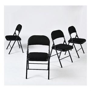 Homycasa Folding Chairs Set of 4 Padded Seat Black Metal