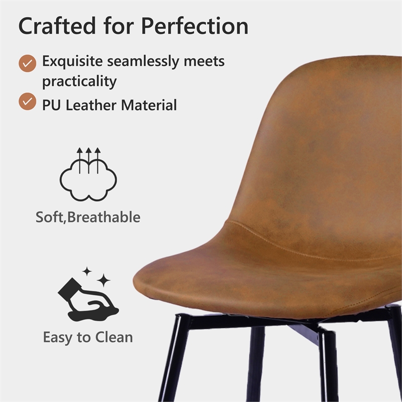 Homycasa Bar Height Swivel Bar Stools Faux Leather Brown (Set of 2)