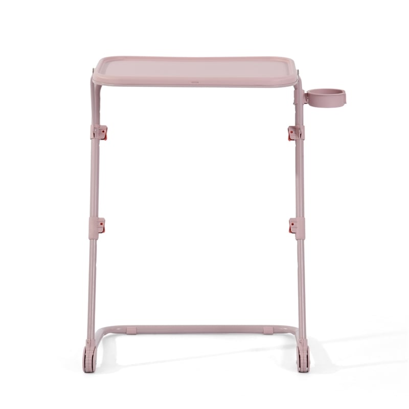 Homycasa Adjustable Folding TV Dining Tray Table with Cup Holder Pink