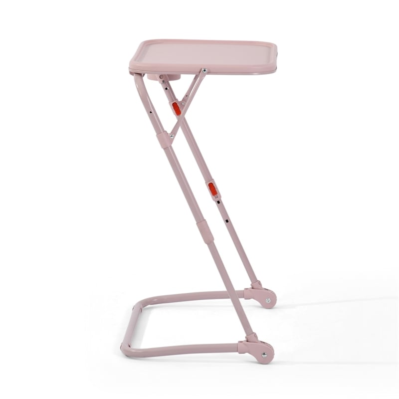 Homycasa Adjustable Folding TV Dining Tray Table with Cup Holder Pink