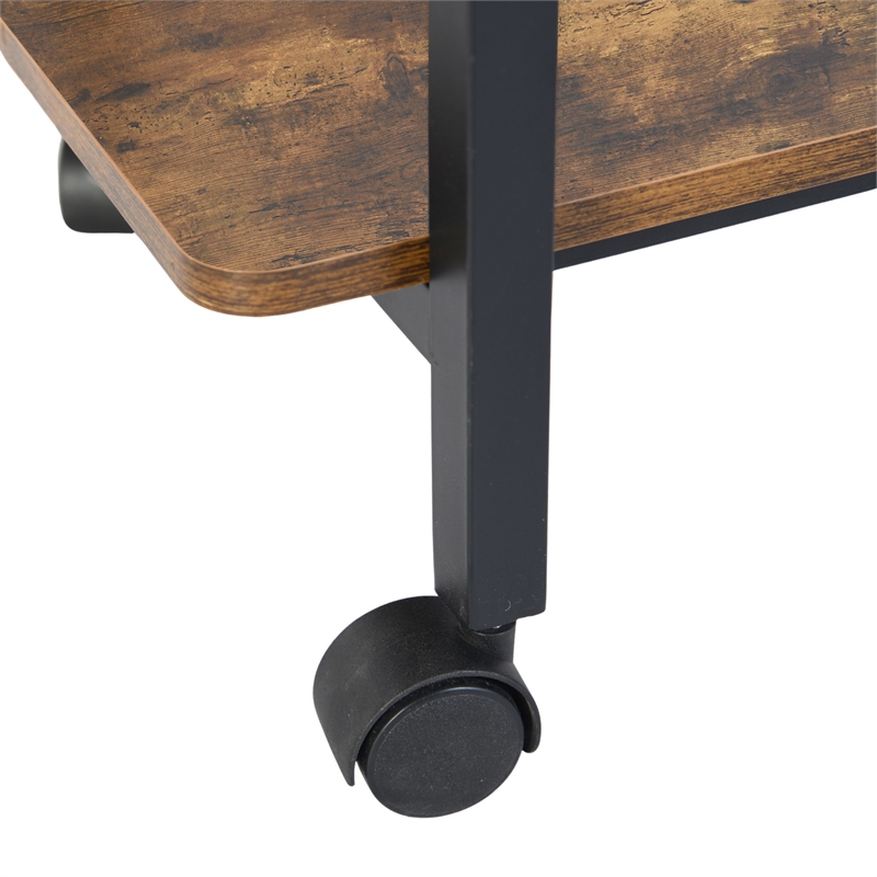 Homycasa Adjustable and Foldable Rustic Kitchen Cart with Storage Walnut