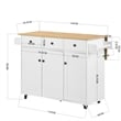 Homycasa Adjustable Foldable Kitchen Cart with Expandable Countertop White Oak