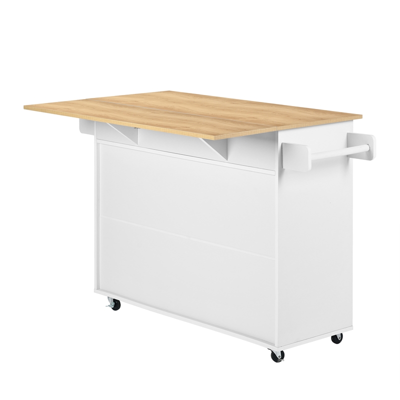 Homycasa Adjustable Foldable Kitchen Cart with Expandable Countertop White Oak