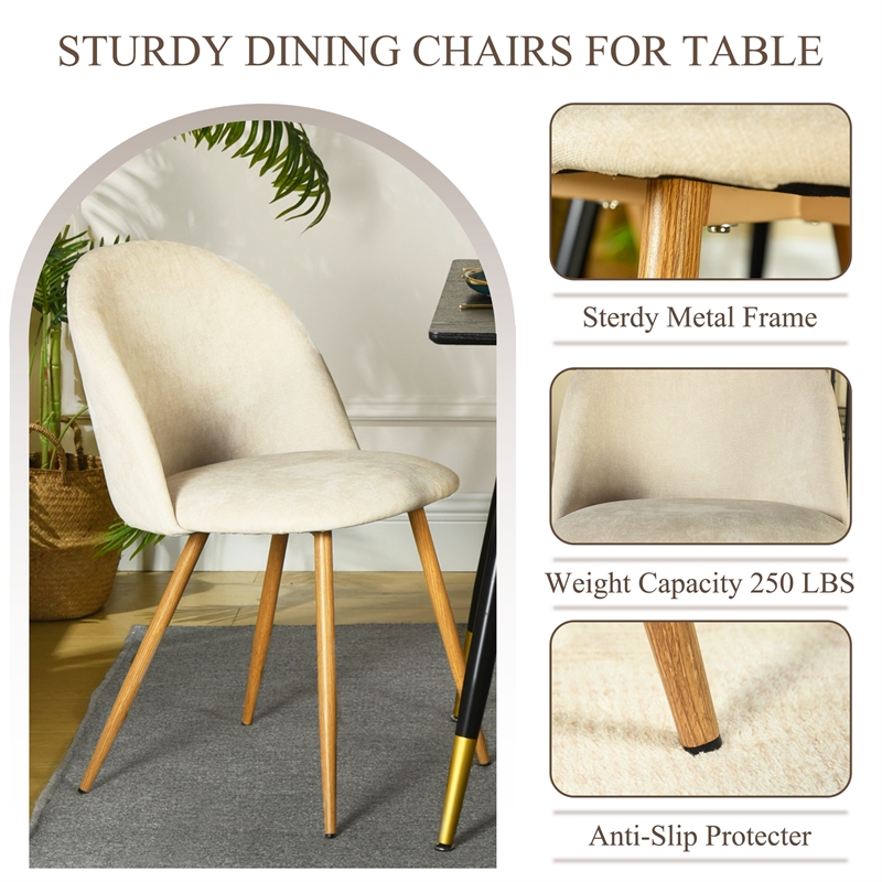 Homycasa Beige Dining Chair Set of 4 Comfortable Upholstered Chairs
