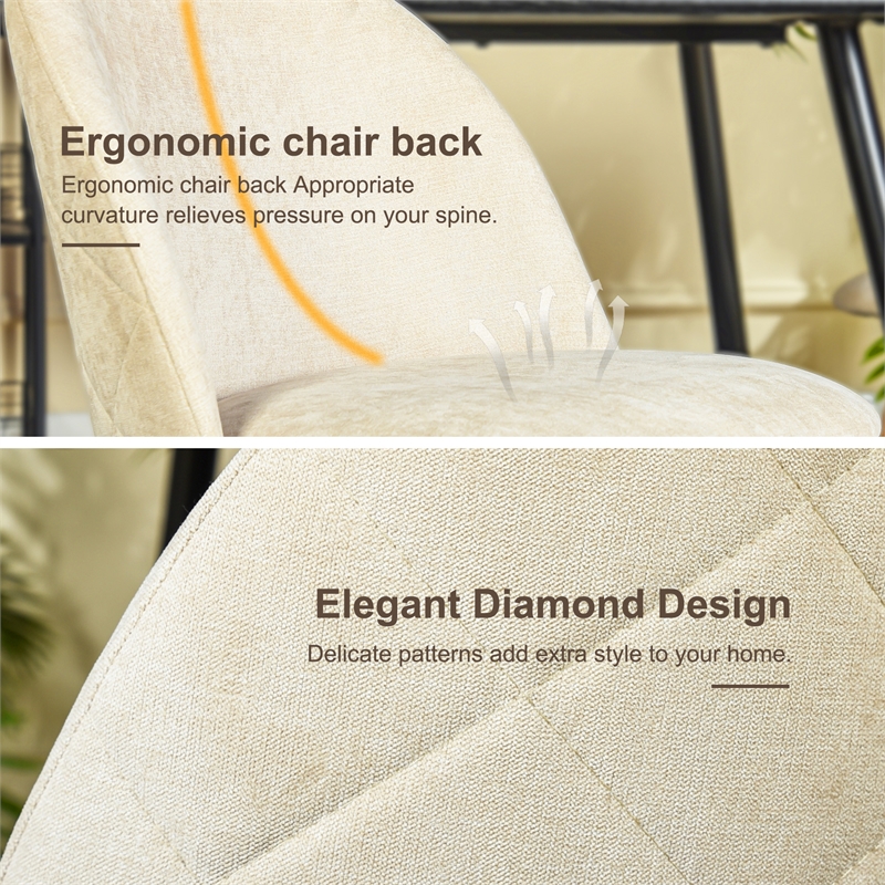 Homycasa Beige Dining Chair Set of 4 Comfortable Upholstered Chairs