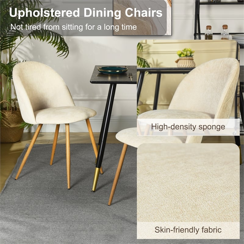Homycasa Beige Dining Chair Set of 2 Comfortable Upholstered Chairs