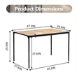 Homycasa 47 inch Dining Table Oak Look Top Black Metal Frame for 4