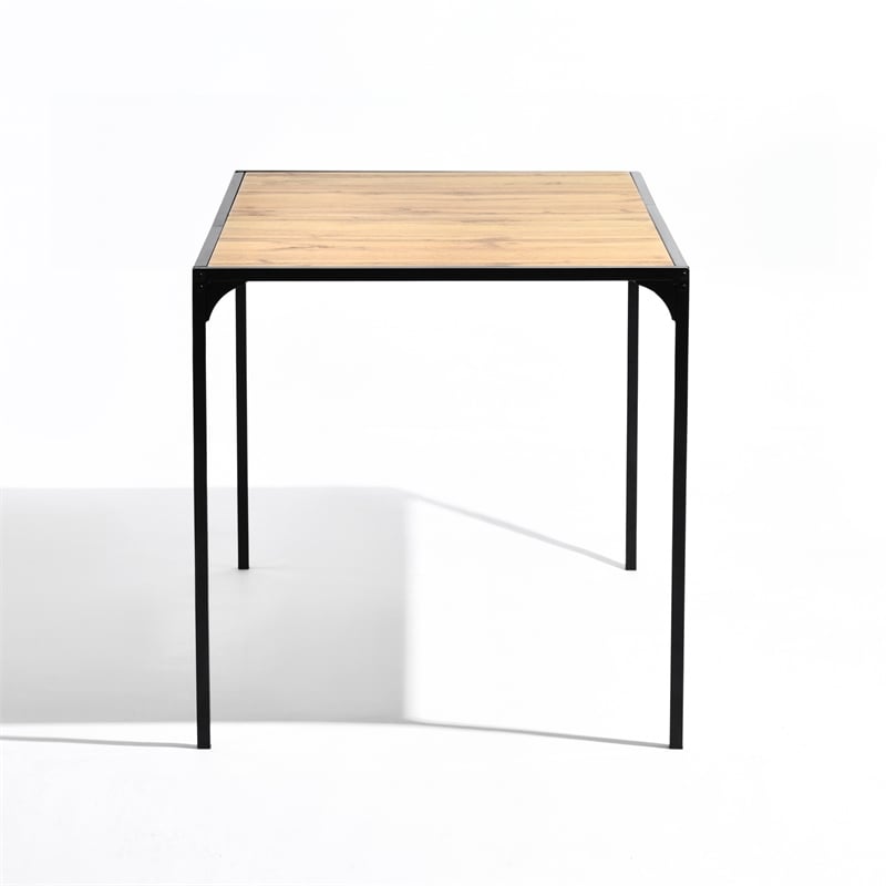 Homycasa 47 inch Dining Table Oak Look Top Black Metal Frame for 4