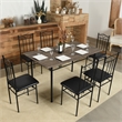 Homycasa 6 Piece Dining Set with PU Leather Seats Perfect for Home Black