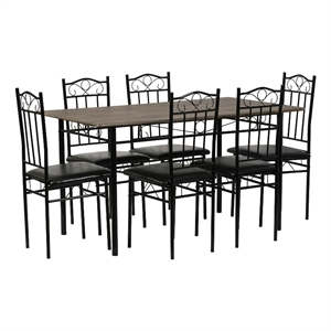 Homycasa 6 Piece Dining Set with PU Leather Seats Perfect for Home Black