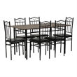 Homycasa 6 Piece Dining Set with PU Leather Seats Perfect for Home Black