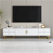 Homycasa White TV Stand with Gold Handles Modern Metal Legs 4 Drawers