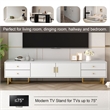 Homycasa White TV Stand with Gold Handles Modern Metal Legs 4 Drawers