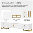 Homycasa White TV Stand with Gold Handles Modern Metal Legs 4 Drawers