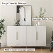 Homycasa White Sideboard Ribbed Design Gold Handles 4 Doors and Storage