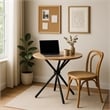 Homycasa Modern Round Dining Table with Cross Black Base Natural Wood