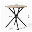 Homycasa Modern Round Dining Table with Cross Black Base Natural Wood
