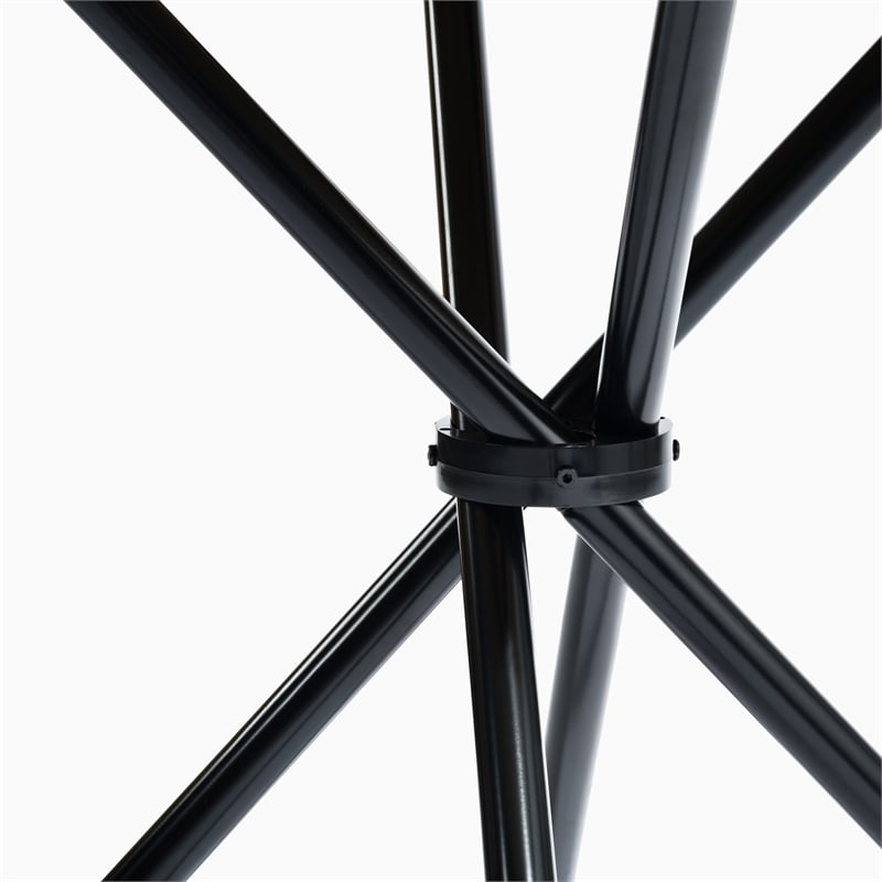 Homycasa Modern Round Dining Table with Cross Black Base Natural Wood
