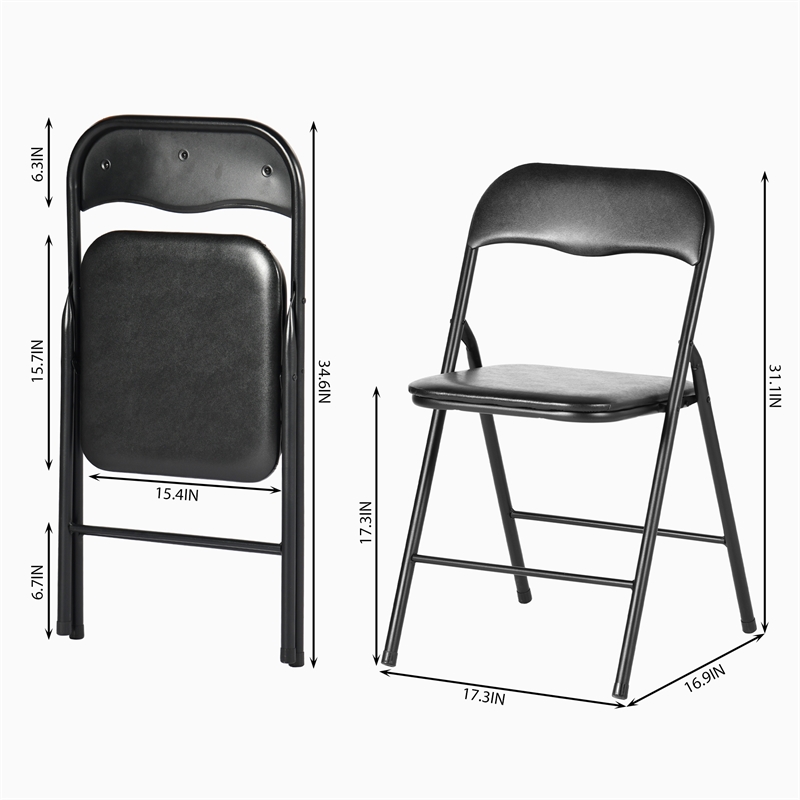 Homy Casa 5-Piece Black Folding Patio Dining Set with PVC Chairs