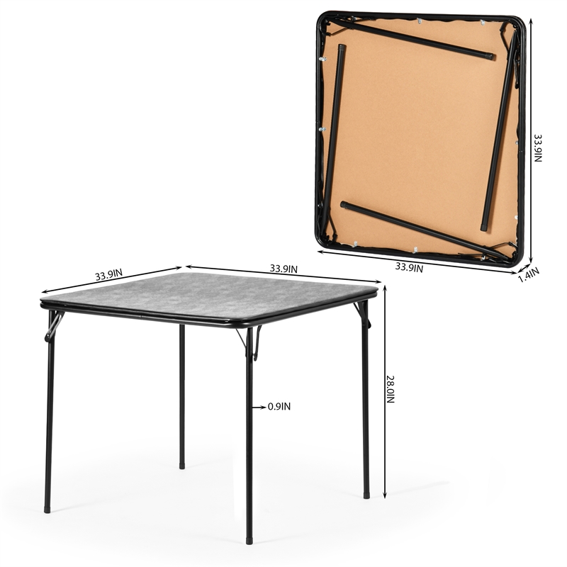 Homy Casa 5-Piece Black Folding Patio Dining Set with PVC Chairs