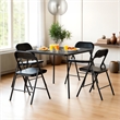 Homy Casa 5-Piece Black Folding Patio Dining Set with PVC Chairs