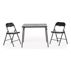 Homy Casa 3-Piece Black Folding Patio Dining Set with PVC Chairs