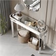 Homycasa Mirrored Console Table with Sleek Glass Top Reflective Silver Legs