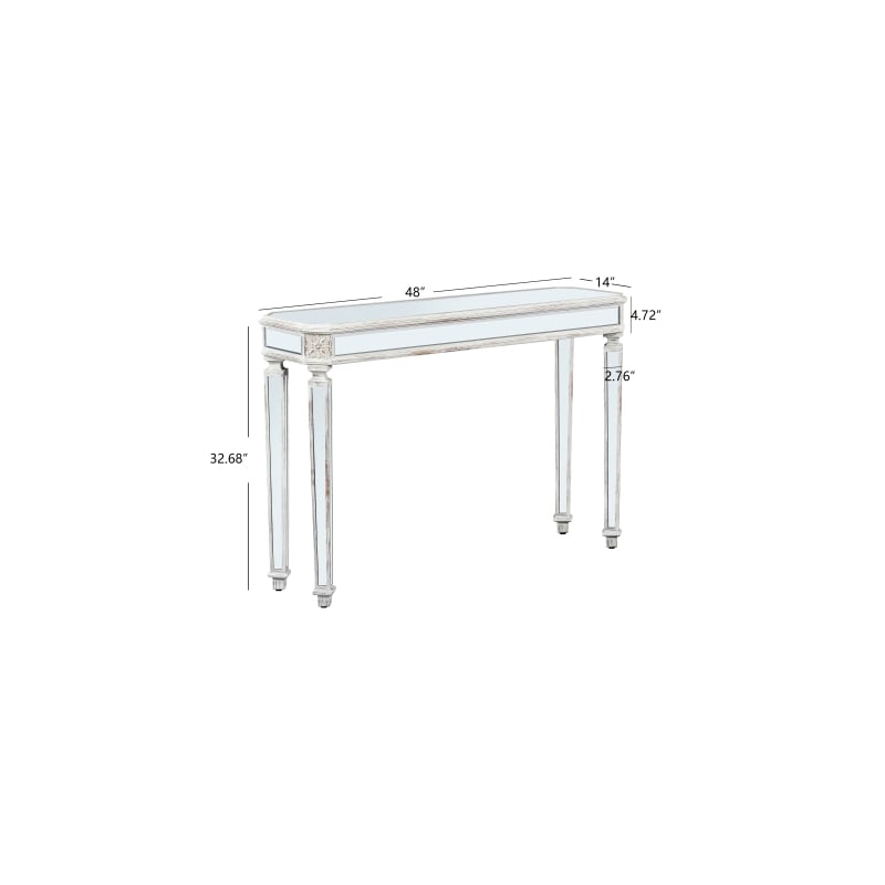 Homycasa Mirrored Console Table with Sleek Glass Top Reflective Silver Legs