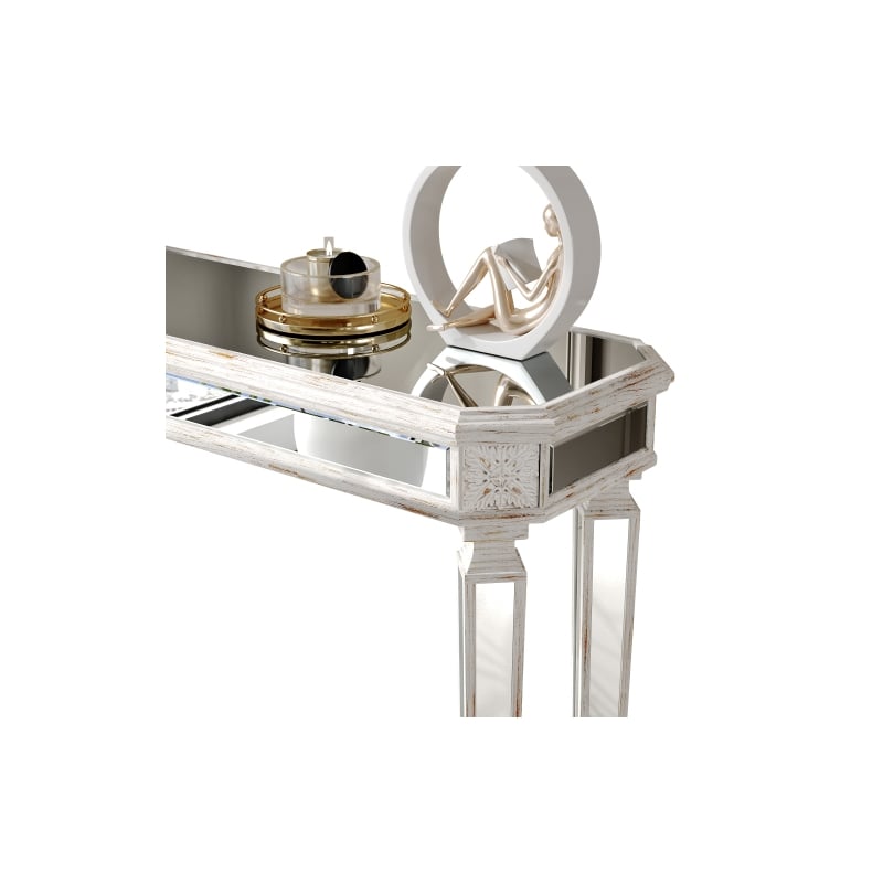 Homycasa Mirrored Console Table with Sleek Glass Top Reflective Silver Legs