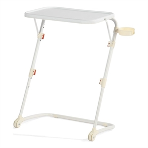 Homy Casa White Plastic Folding Table with Metal Frame and Cup Holder for Dining